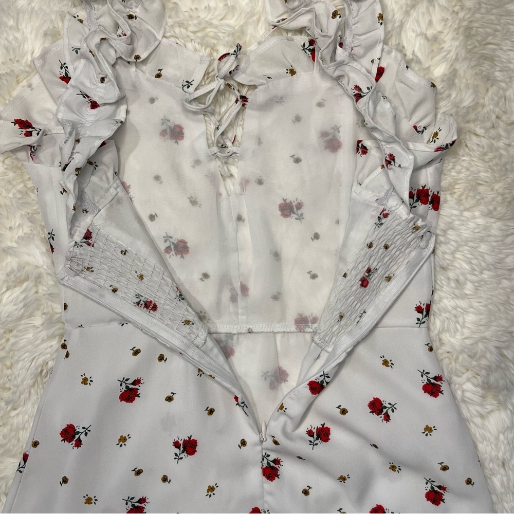 White & Red Floral Mini Dress - Picture 9 of 13